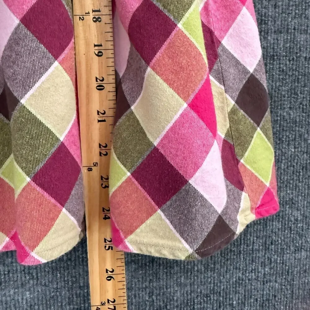Gymboree Girls Dress Size 5 Plaid Flannel Long Sleeve Ruffled Lined 100% Cotton